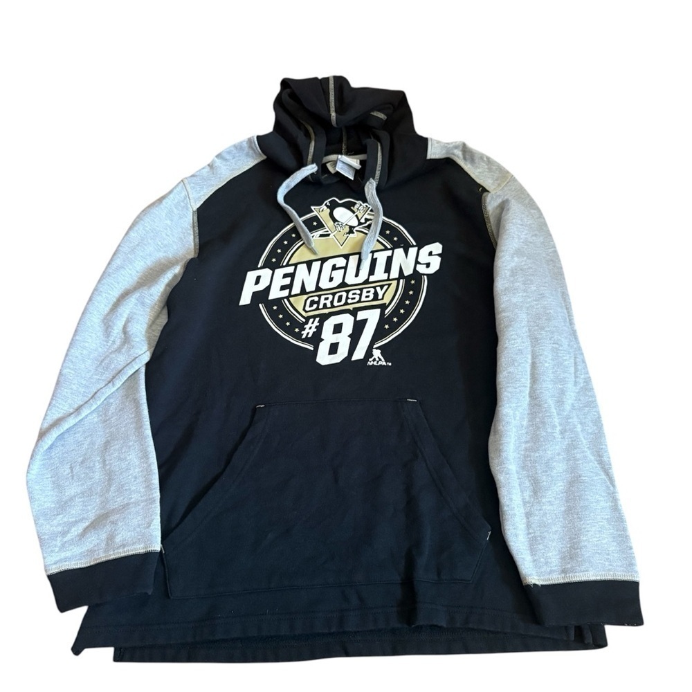 Pittsburgh Penguins Crosby #87 Hoodie Sweatshirt Large Hooded NHL Gray Black